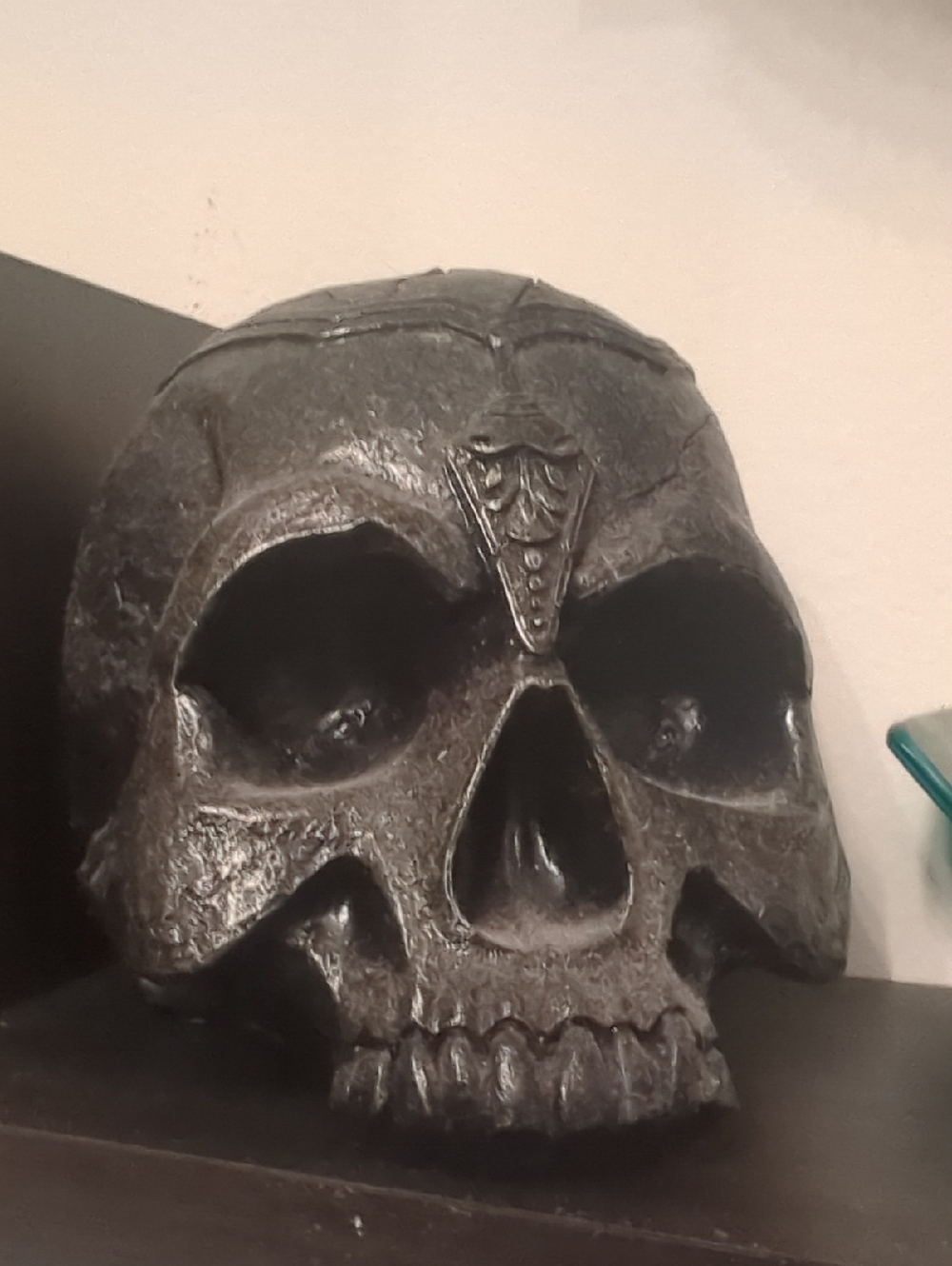 Decorative Dark Metallic Skull Accent